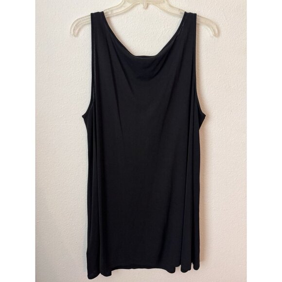 SOLD Eileen Fisher Tank Top Size XL 100% Silk $98 Black Scoop Neck Stretch - Picture 3 of 11